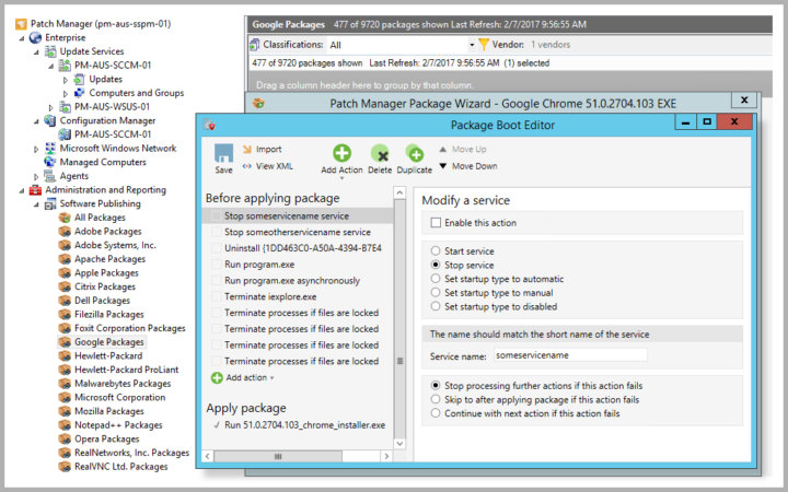 Screenshot de la solution patch manager